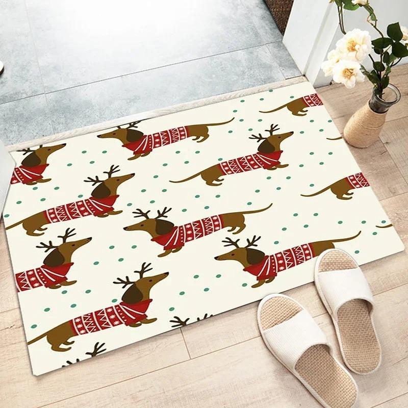 

Home Decor Dachshund Pattern Cute Dog Christmas Decoration Bathroom Kitchen Living Room Non-slip Carpet Floor Rug 40x60cm