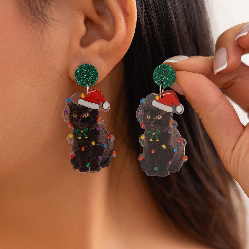 Creative Christmas Day Stud Earrings Female, Personalized Autumn And Winter Elk Christmas Tree Ear Ornaments