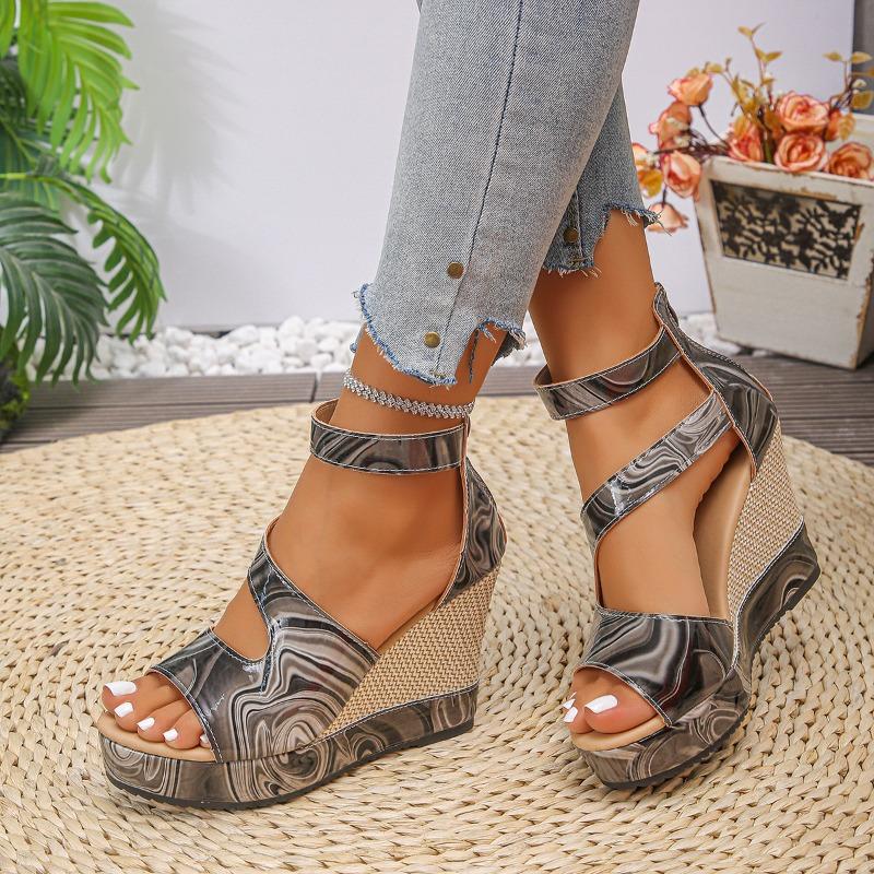 Scarpe con zeppa a bocca di pesce Sandali da donna Sandali con suola spessa