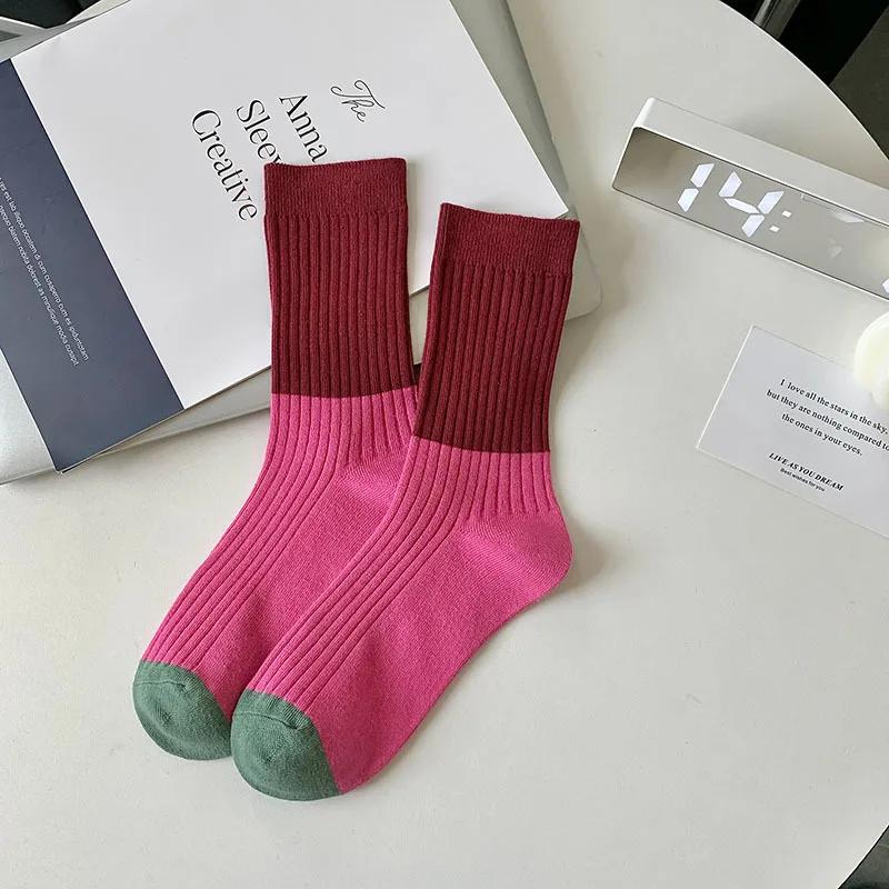 Mid-Calf Women Cotton Socks FAutumn Winter Ins Japanese JK Ethnic Style Fashion Socks Lady Girls Student Sweet Retro Long Socks
