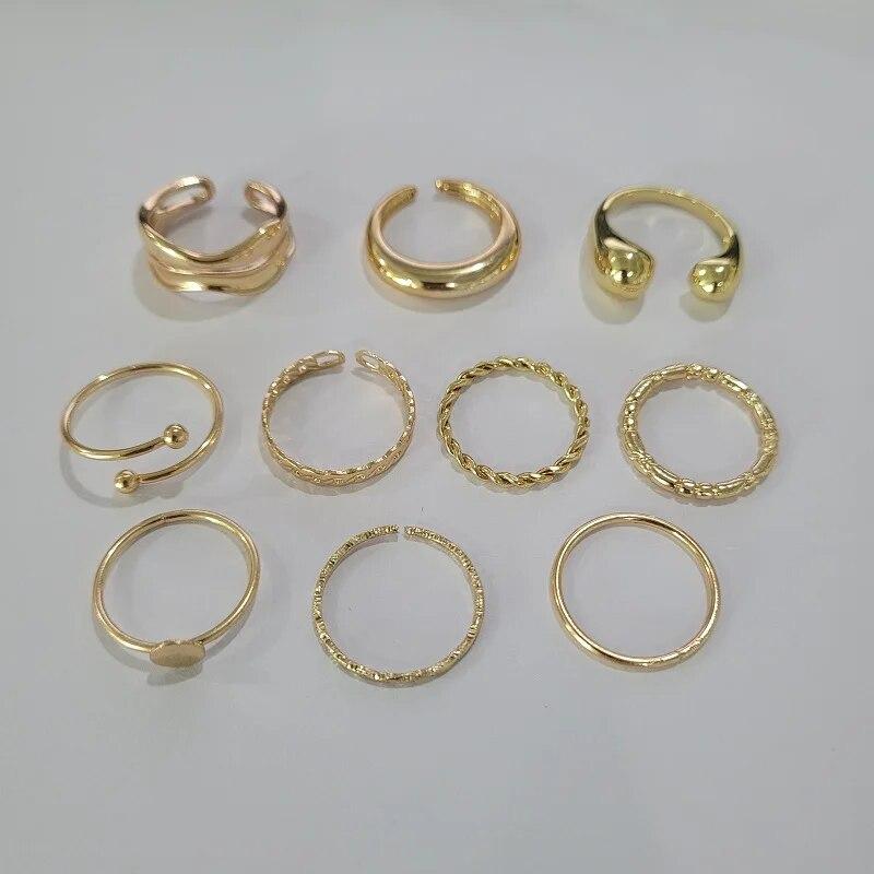 Punk 3pcs/set Chunky Irregular Cuff Rings for Women Geometric Adjustable Open Finger Nail Rings Fashion Statement Jewelry Girls