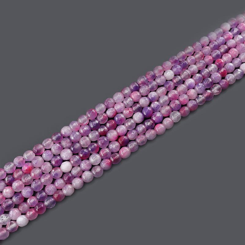 6mm Faceted Rose Purple Seven-Color Jade Natural Stone Beads for DIY Jewelry Making