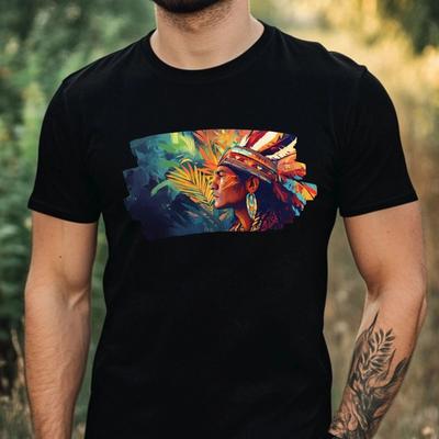 T-Shirt Herren Indianerhäuptling Portrait Motiv Baumwolle Größe XS bis 5XL