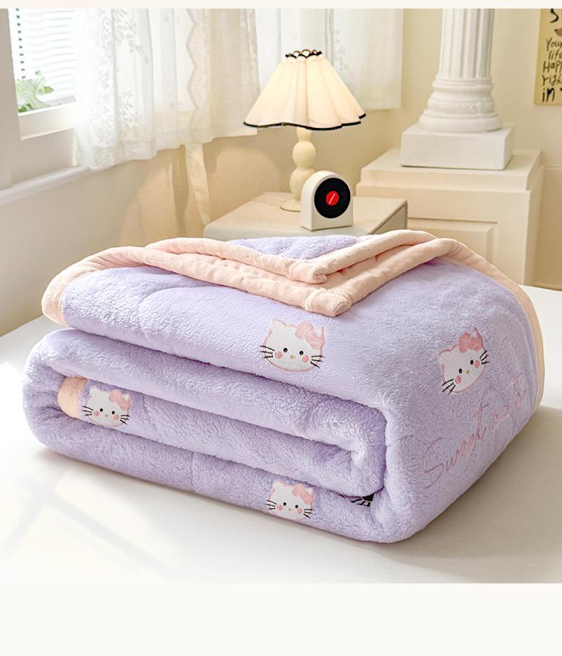 Sleeping Grid A-Class Double-Sided Milk Velvet Plush Cotton Embroidery Multifunctional Blanket