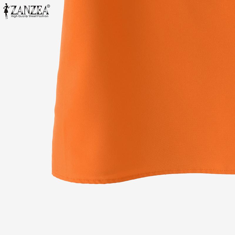 ZANZEA Women Summer Ruffled Layered Round Neck Short Sleeve Blouses