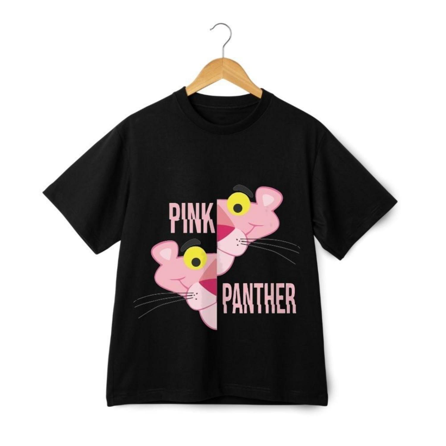

Pink Panther Split Face Graphic T-shirt - Cartoon Streetwear Retro Style Tee Unisex T-Shirt XXXXXL чорний