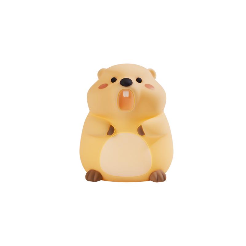 Rechargeable Groundhog LED Night Light - Silicone Pat Lamp for Bedside