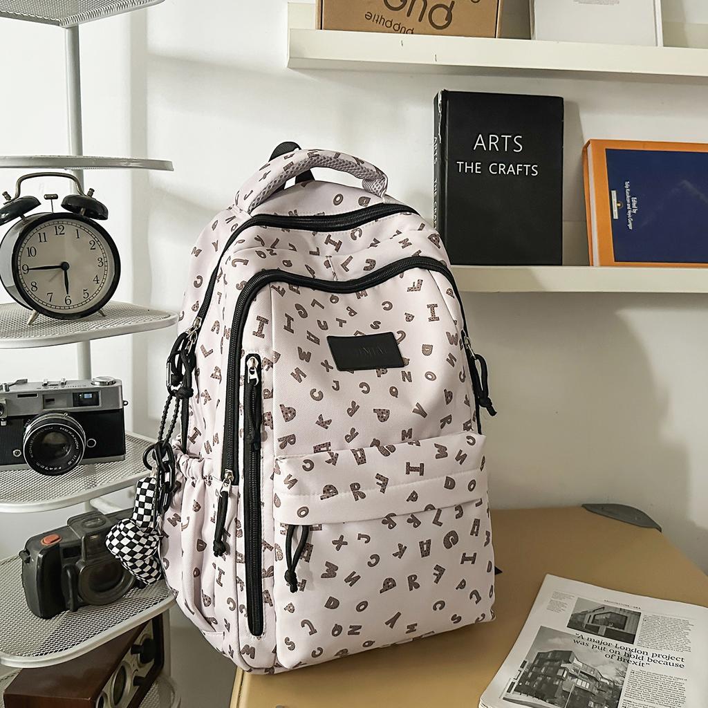 Schoolbag College Style Japanese Style Shoulder School Bag High School Boys Printed Simple Fashion Elementary School Boys Men's Lightweight Backpack