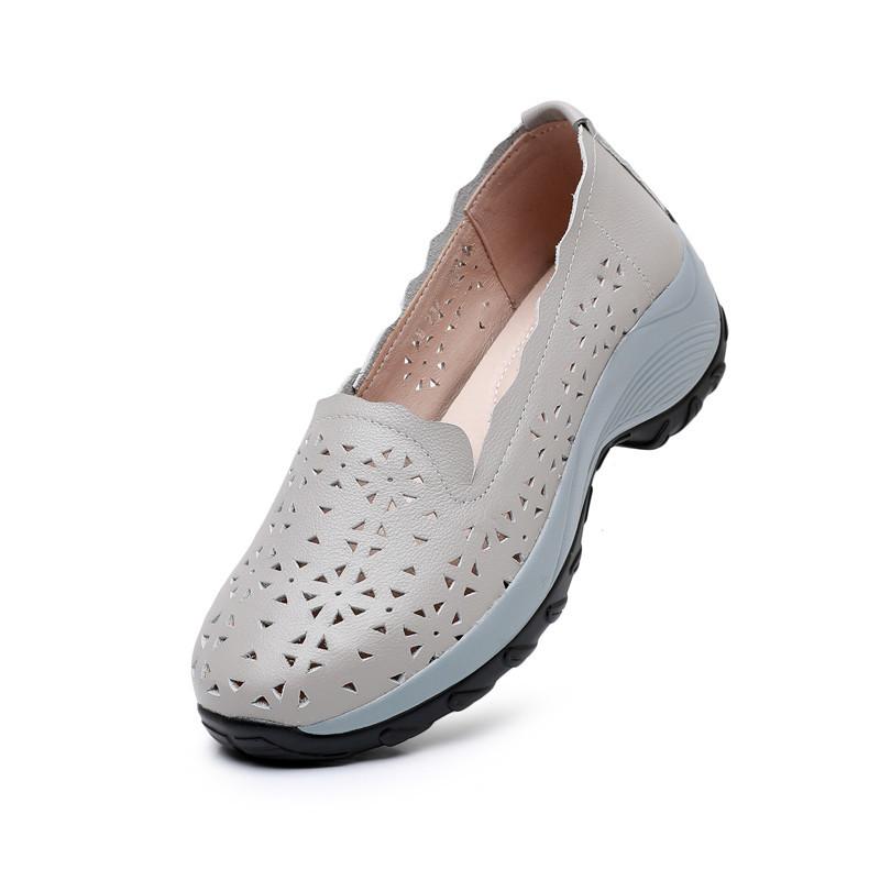 GKTINOO Women's Shoes Summer 2025 Real Leather Casual Sports Sandals For Women Hollow Wedge Sandals Mom Thick Soled Roman Sandal