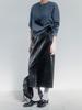 Memua Velouté Leather Long Midi Skirt (Black)