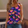 Women Sleeveless Tank Top Square Neck Ruffle Detail Halloween Print Casual Summer Vest Shirt for Daily Wear