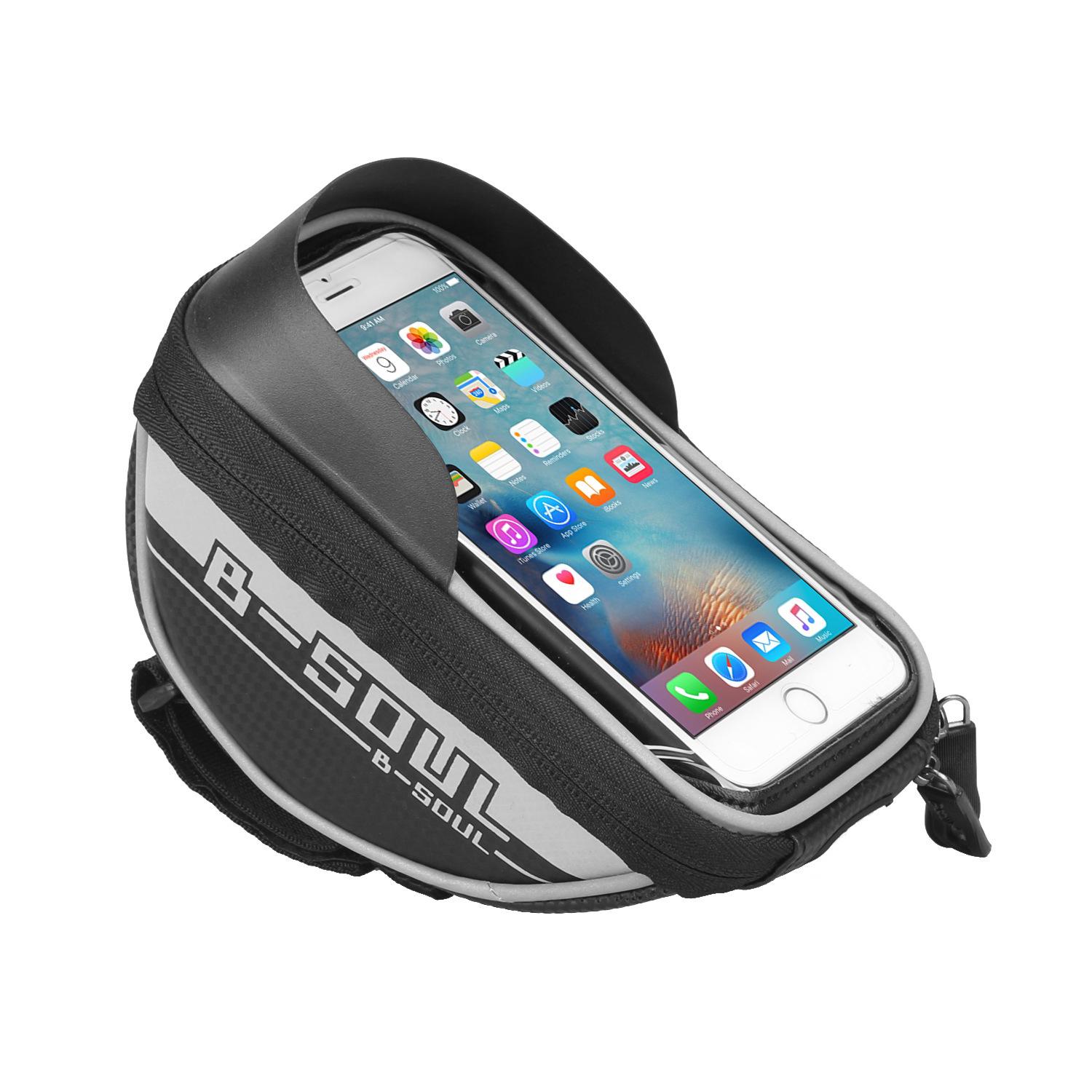 

Waterproof Bicycle Front Frame Bag, Touch Screen Phone Storage Pouch for 6 Inch Mobile Phone, MTB Road Bike Cycling Accessories сірий