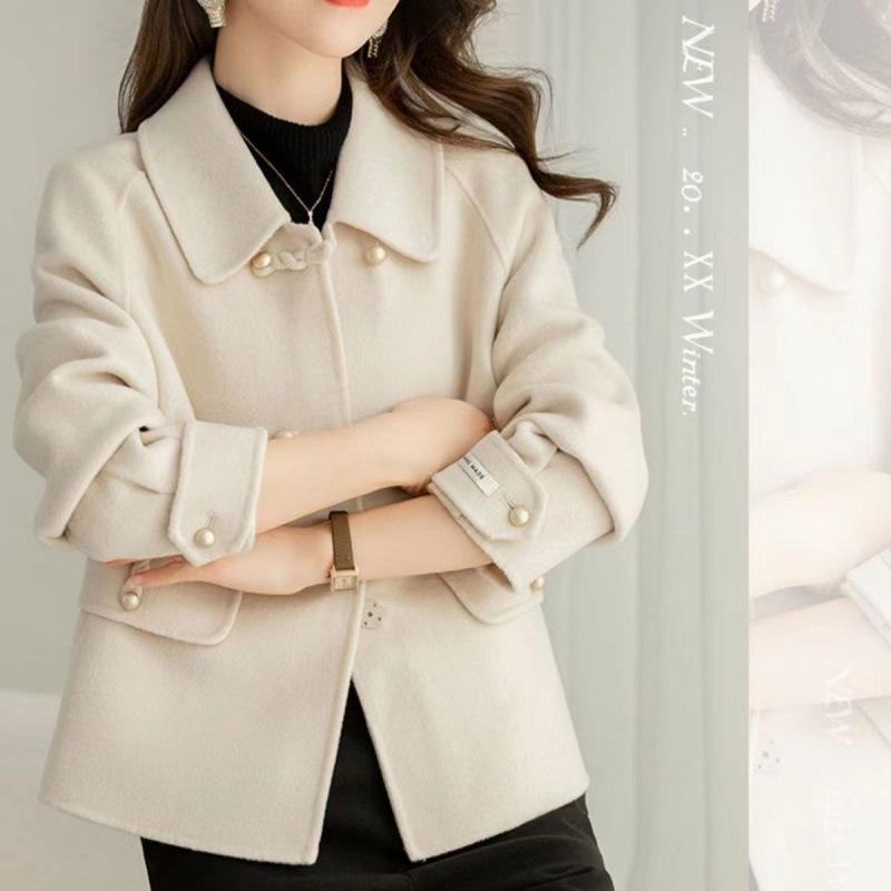 

Spring and Autumn New Wool Coat Short Small Double-sided Fleece Jacket Fashion Stroke Button Loose Top l recommended 80.- 52.5kg бежевый