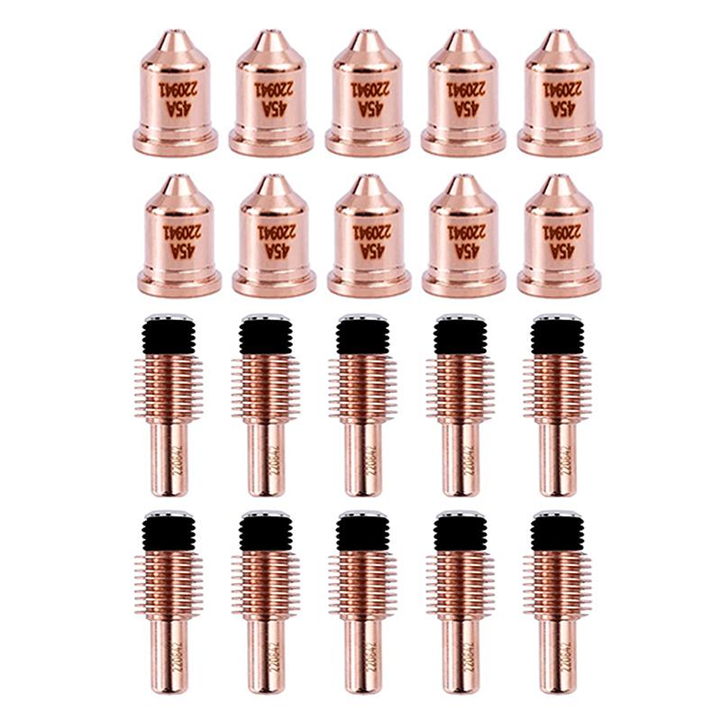 10 Stück 220941 Düse & 10 Stück 220842 Plasmaelektrode für Hypertherm Powermax 45Xp/65/85/105 Brenner Verschleißteile