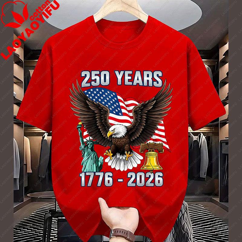 USA 250th Anniversary T Shirt America 250th Anniversary Celebration Birthday Cotton Short Sleeved Graphic T Shirts Camisetas