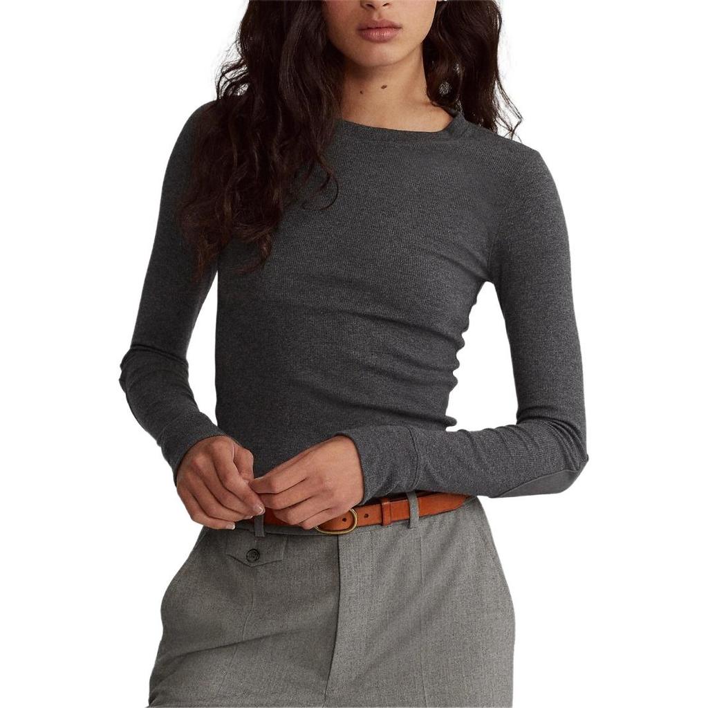 Polo Ralph Lauren Slim Fit Einfarbig Rundhals Langarm T-Shirt Damen Oberteile 211814423-002