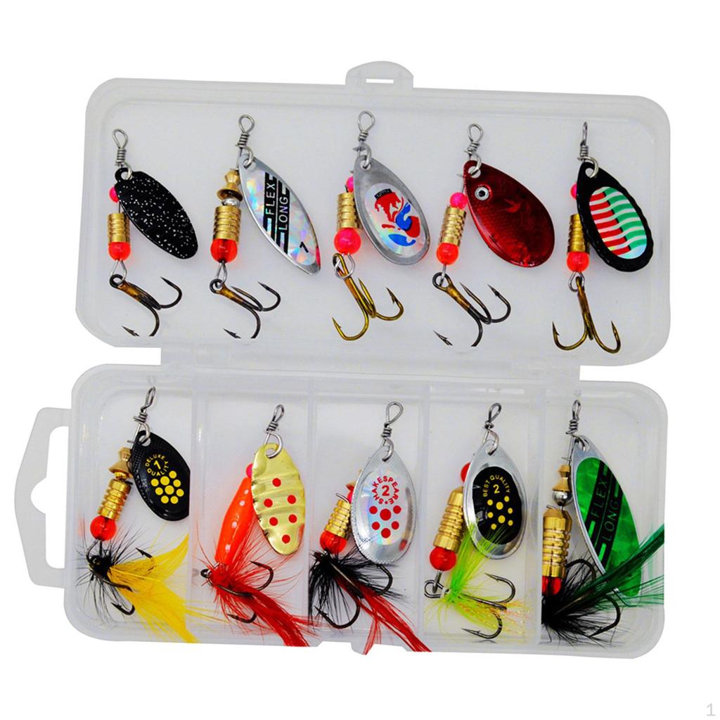 10 Pieces Fishing Lures Spinnerbait Hard Metal Inline Spinnerbaits Trout
