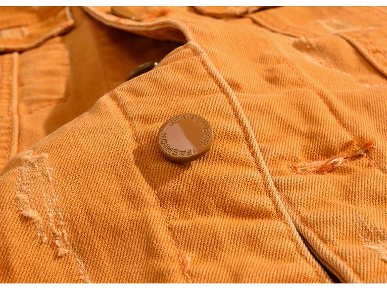 Korean Style Sleeveless Orange Denim Motorcycle Vest for Men
