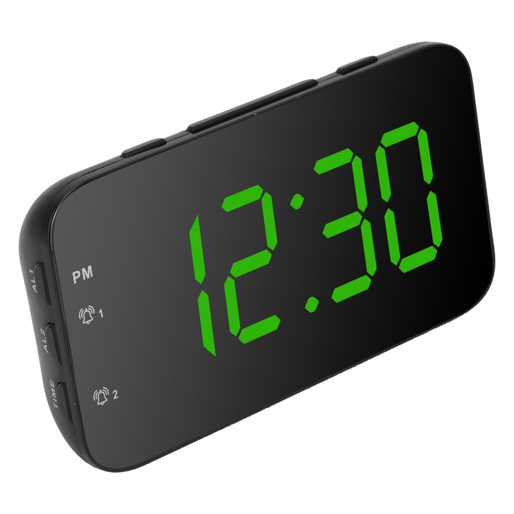 LED Digital Alarm Clock Portable Desk Clock with Snooze for Bedroom Home TravelGreen