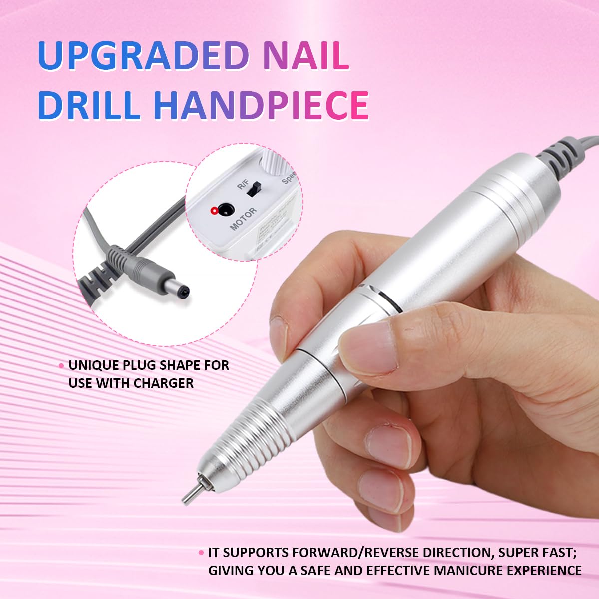 Nail Drill Handpiece Replacement,Nail Art Drill Handpiece Nail Drills Handle Machine Electric Acrylic Gel Nail Polishing Sanding Replacement Handle