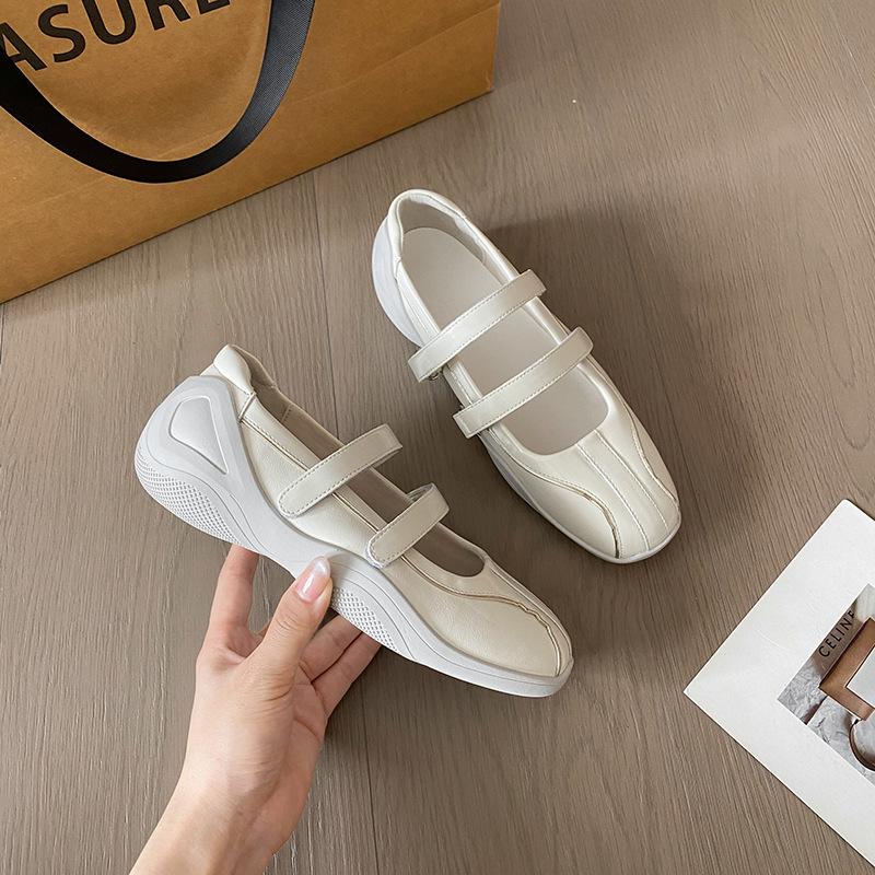 

Версия из коровьей кожи~ Туфли Мэри Джейн на платформе с липучкой женские весна-осень 2025 новая спортивная модель балетки одинарные туфли 40