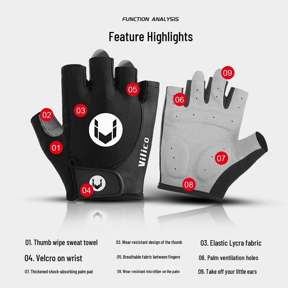 Breathable Summer Cycling Gloves: Non-Slip, Wear-Resistant, Shock-Absorbing Half-Finger Design