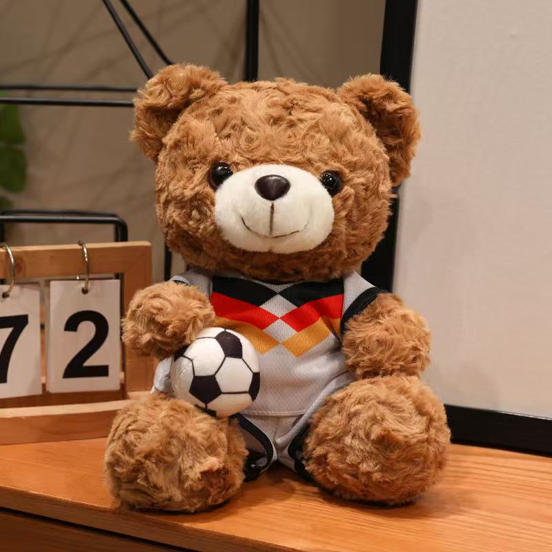 Newest Simulated Football Bear Doll Kawaii Stuffed Plush Toy Figure Doll Cartoon Anime Cute Kids Birthday Holiday Gift Doll
