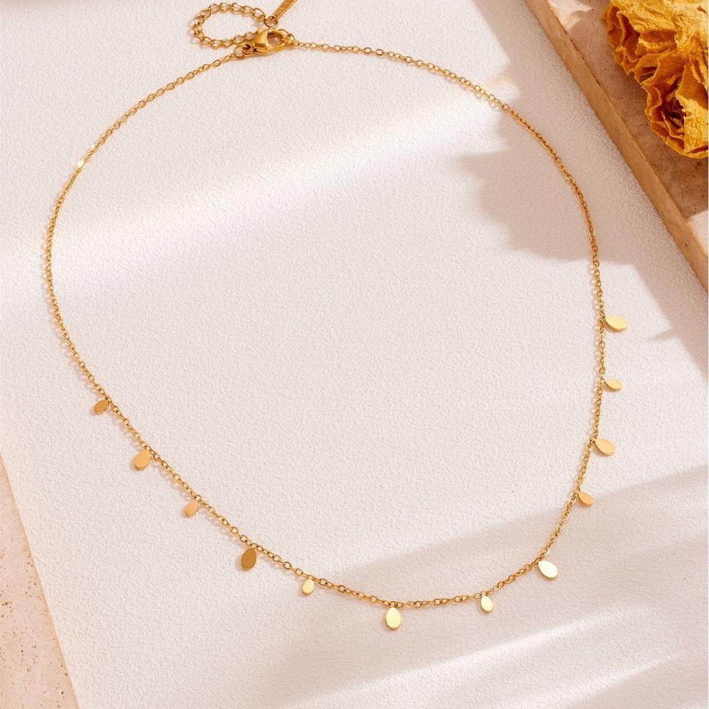 Light Luxury New Water Drop Pearl Bamboo Chain Necklace Women's Niche Design Collarbone Chain 18K Gold Accessories