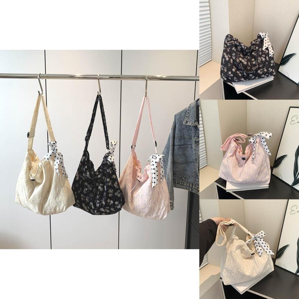 Stylish 2024 Korean Floral Canvas Tote Bag For Women With Spacious Design And Trendy Appeal