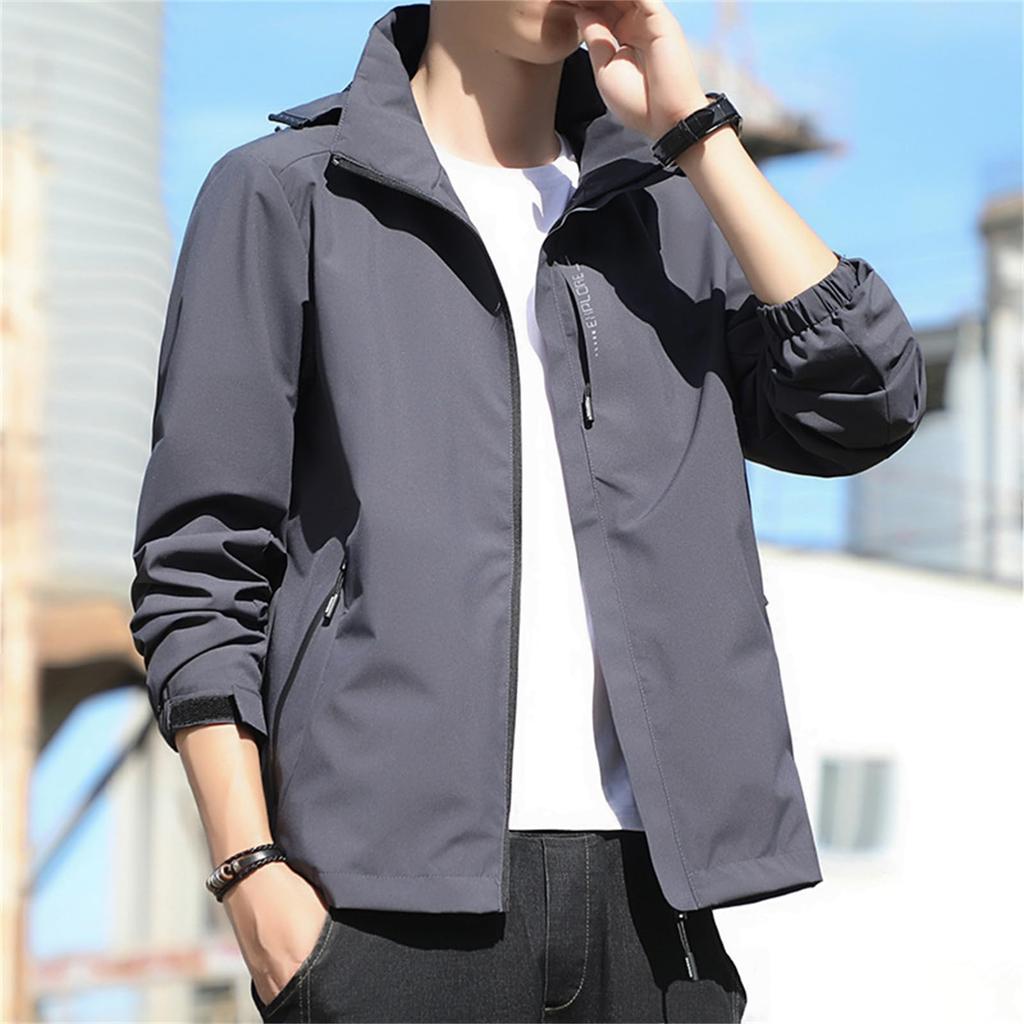 ANONIE and Warm Lightweight Stadium Dark Size XL Men's Windproof, Cold-Resistant, Breathable, Jacket, Grey,