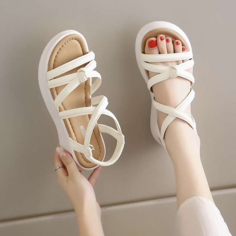 Casual Sandals Women's 2025 New Summer Wear Thick Sole Not Tired Feet with Skirt Temperament Versatile Roman Beach Shoes