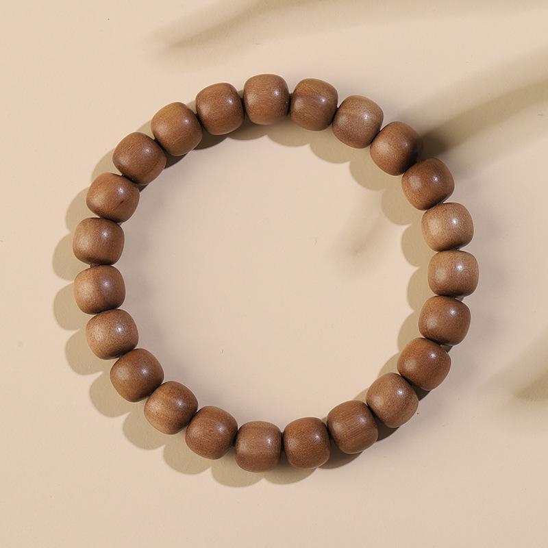 Men's Sandalwood Bracelet - Wenwan Buddhist 108 Barrel Beads Rosary with Milky Fragrance, Retro Design, Sink-Grade Quality.