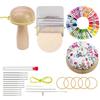 Mini Mushroom-shape Knit Patch Mending Kit Weaving Tool with 14 Hooks 14 Needles 50 Colors of Thread Patch Mending Weave Kit