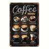 D-Dur D-DurVintage Kaffeemenü Retro Metallschild Abgenutzte Wandkunst Küche Bar Oder Café Merkmale Espresso Mokka Tasse