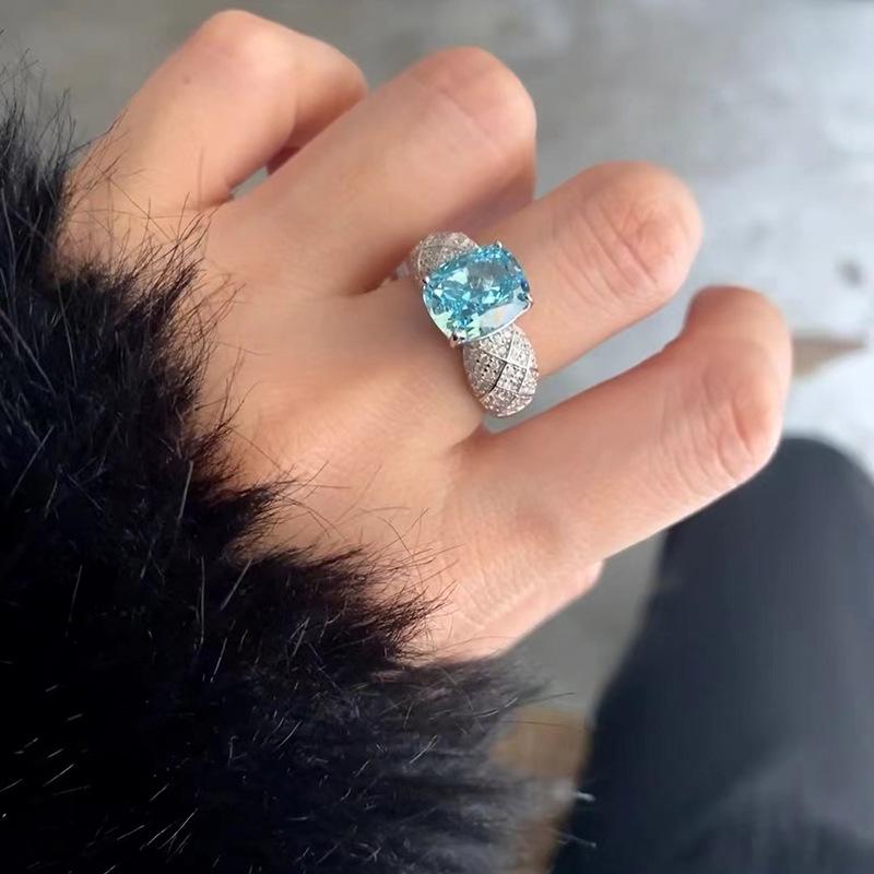 Paraiba 7x9mm S925 Silver Dream Catcher Ring - Fashion Style Jewelry