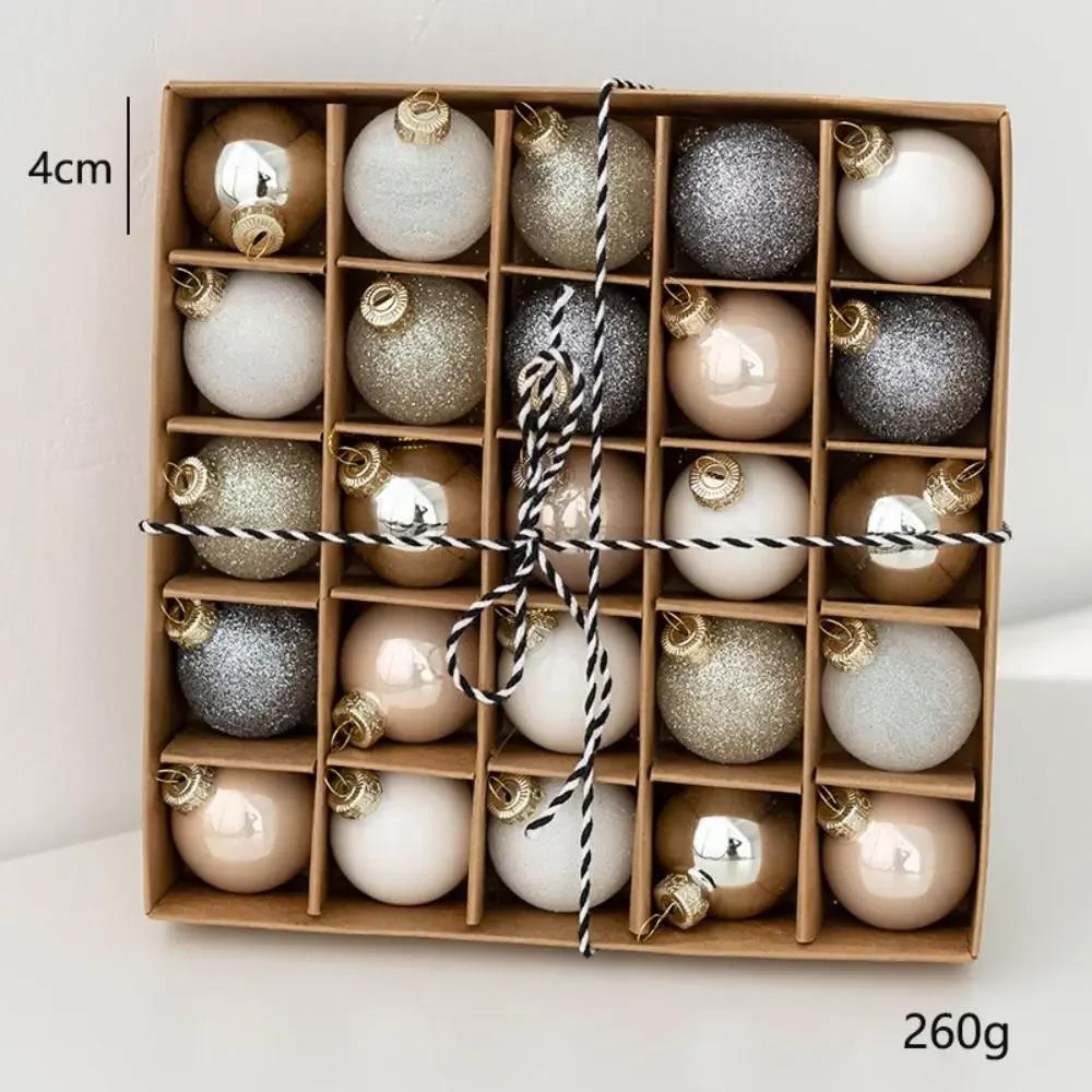 25PCS High-quality Glass Christmas Ball Set Pink Red Gold Suspensable Xmas Ornament Ball 4cm Xmas Baubles Home