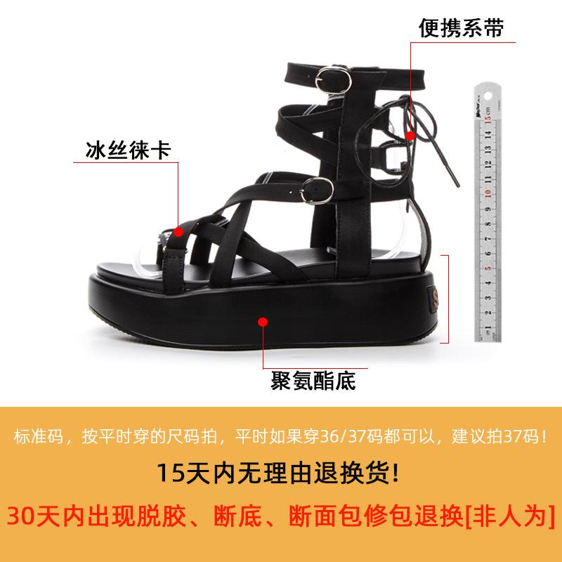 Thick-soled Roman Sandals Women's Trend 2025 Summer New Belt Buckle Side Zipper Strap Casual Open-toed Sandals