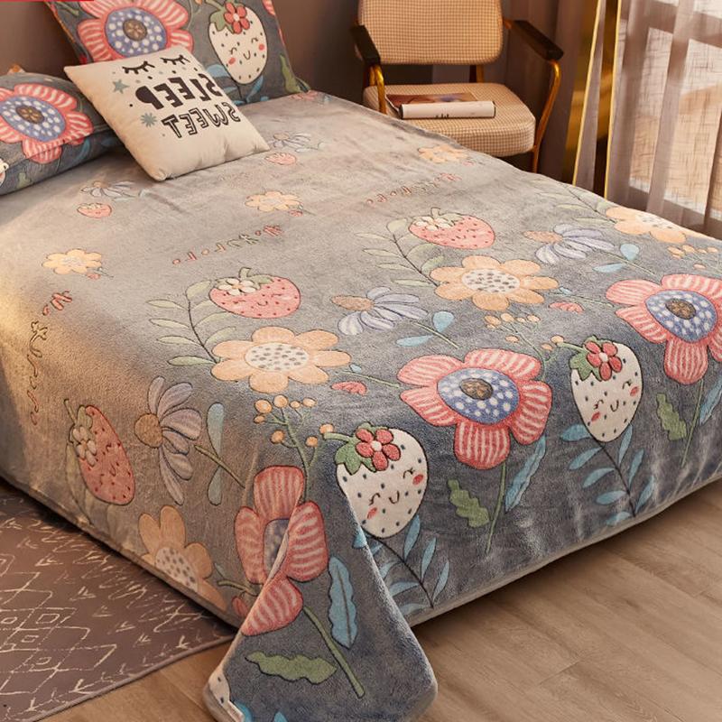 Cearşaf de pat din catifea Coral de iarnă, de uz casnic