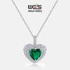 S925 Silver Lab-Grown Emerald Heart Pendant: Retro European-American Style Necklace for Women