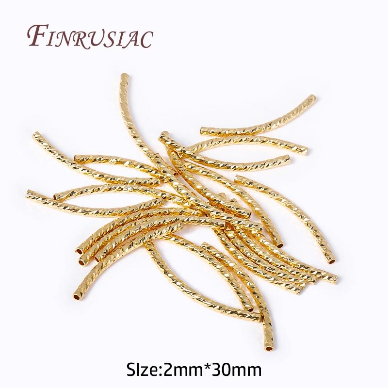 20/25/30MM Long Curved Tube Beads 18K Gold Plated Texture Tube Beads For DIY Bracelet Necklace Jewelry Making Supplies Accessory