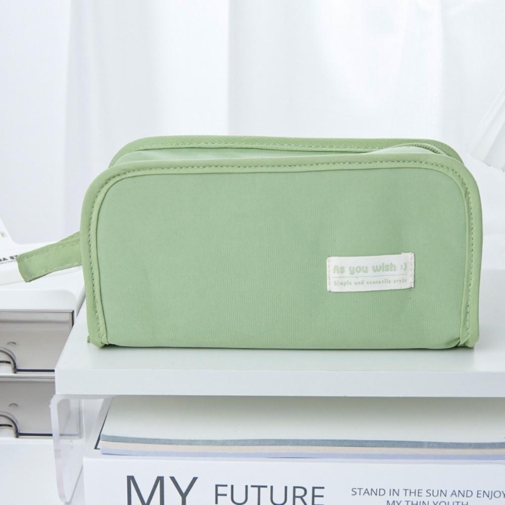 Multifunctional Solid Color Pencil Case Zipper Large Capacity Stationery Storage Bag Anime Goods Badge Pen Bag Organizer Student