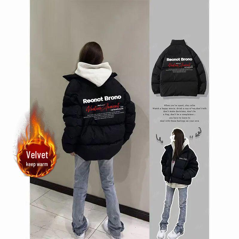 Unisex Autumn/Winter Thickened Cotton Padded Jacket with Letter Print