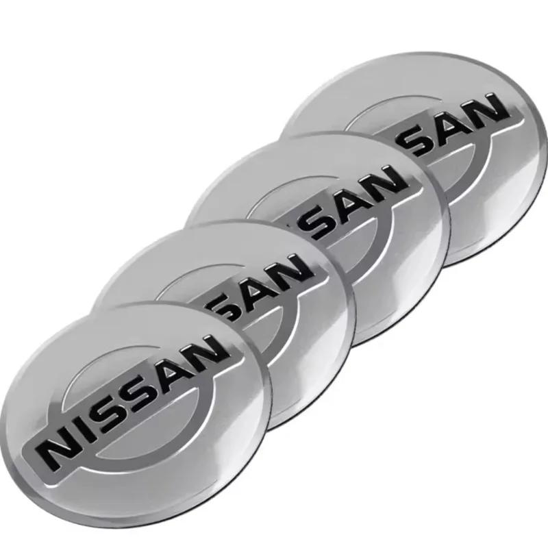 CNENFU1 4Pcs/Set Car Styling Aluminum Metal Wheel Center Hub Caps Badge Sticker For Nissan X-trail RogueQashqai Sport RogueAltima Versa
