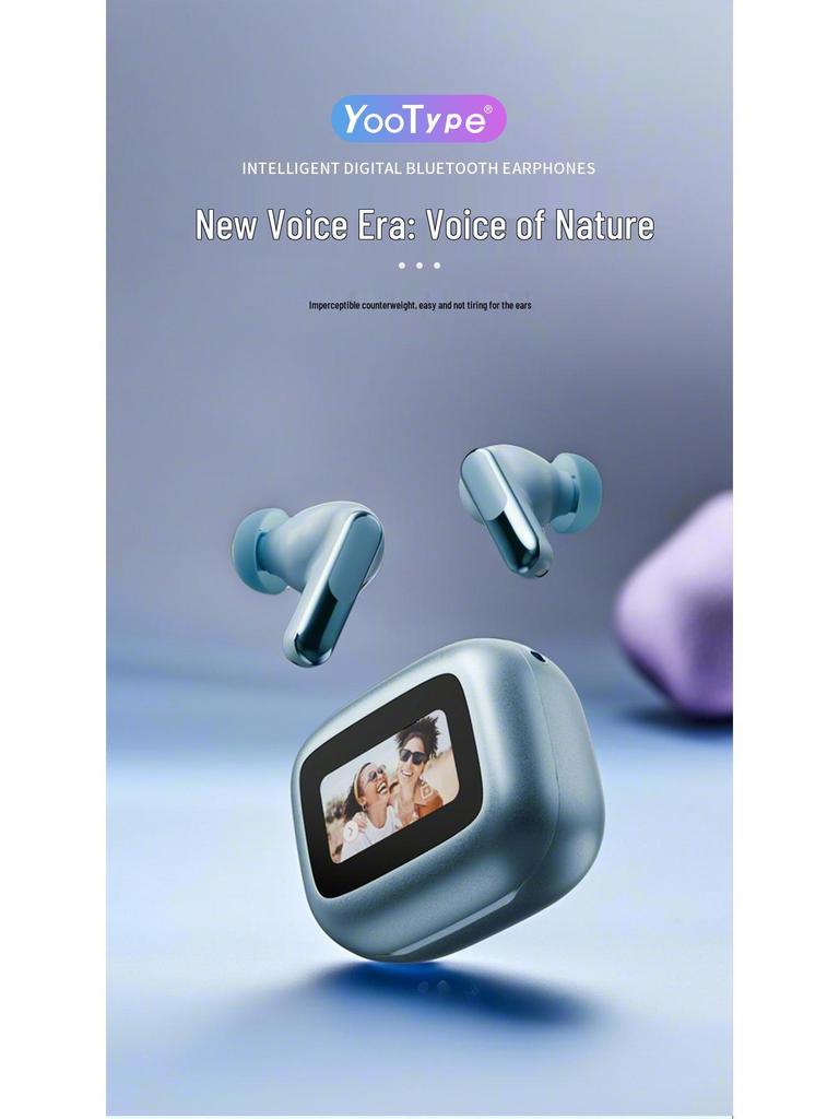 Smart Bluetooth Earbuds with Color Screen, Touch Control, ANC Dual Noise Cancelling, In-Ear, Wireless.