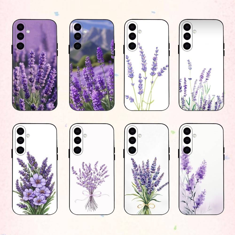 L-Lavender P-Purple F-Flowers phone Case For Samsung Galaxy A73,A72,A71,A70,A53,A52,A51,Others Soft Black Shell