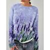 Spot 3D Printed Women's Floral Pattern Pullover Hoodie Without Hat Casual Loose Long Sleeved Top