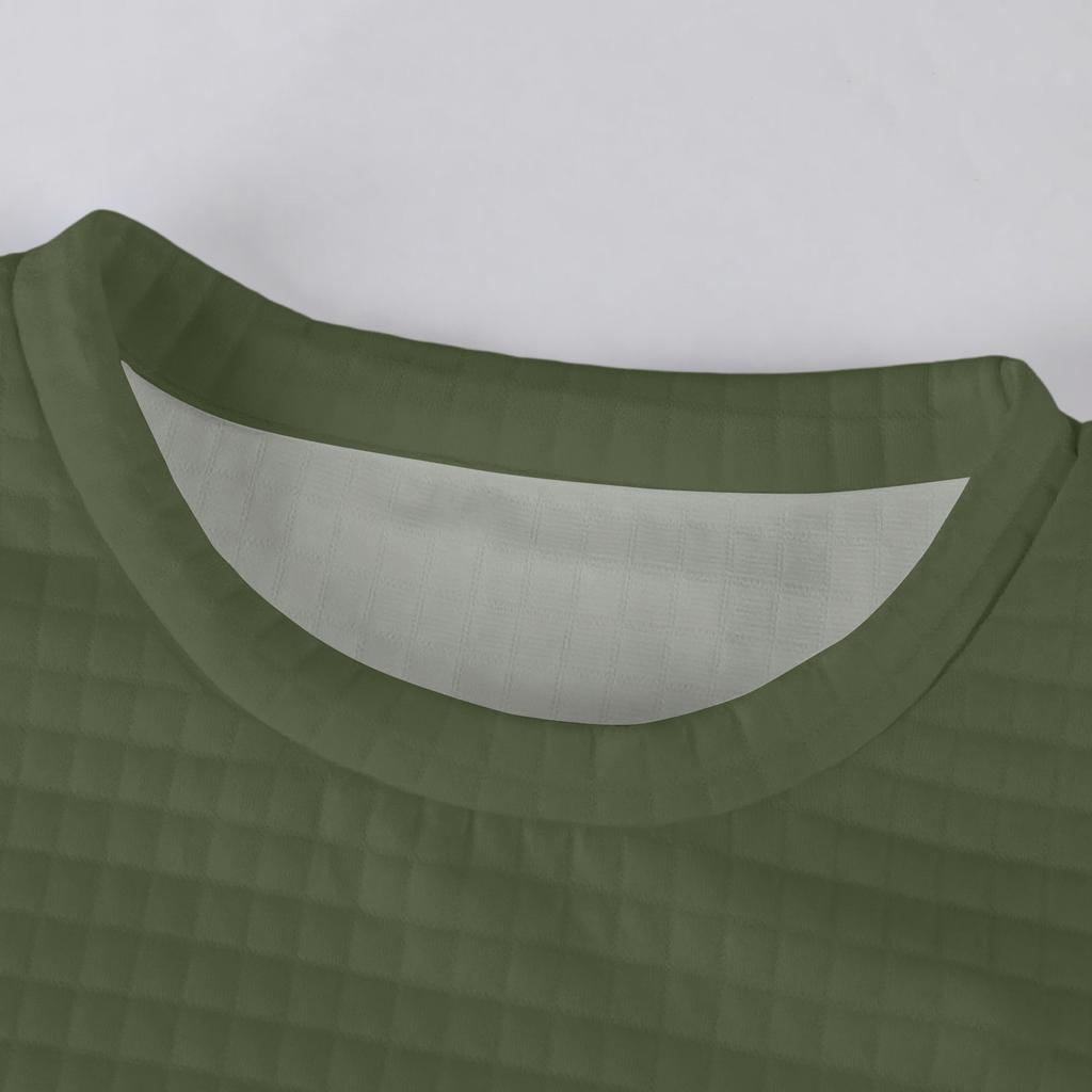 Men's Loose-fitting Casual Waffle-weave Neck Long-sleeved Top