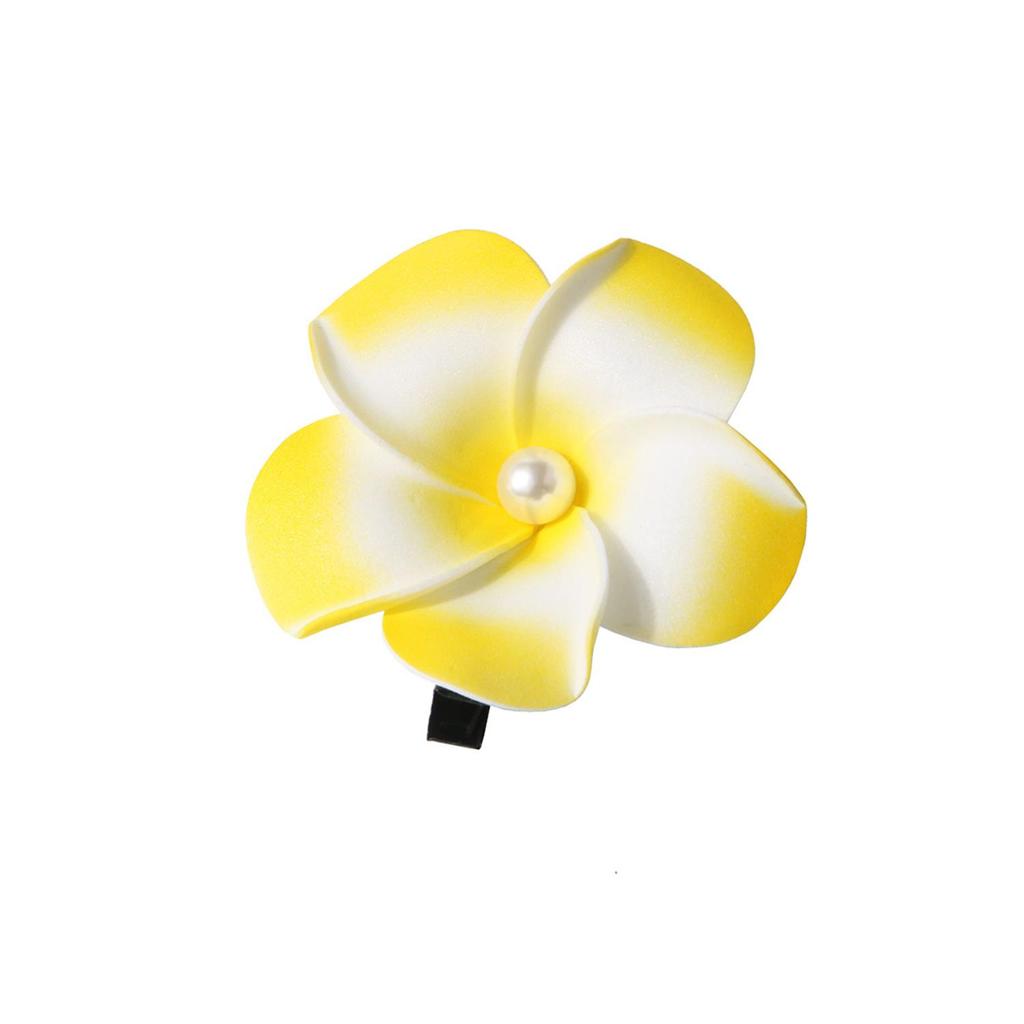Pearl Flower Hair Clip Plumeria Flowers Side Bangs Clip Beach Claw Clips Headpiece For Women Hawaiian Barrettes Accessories