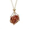 Crystal Holder Necklace Stainless Steel Natural Gemstone Holder Necklace Adjustable Empty Quartz Stone Cage for Men Women