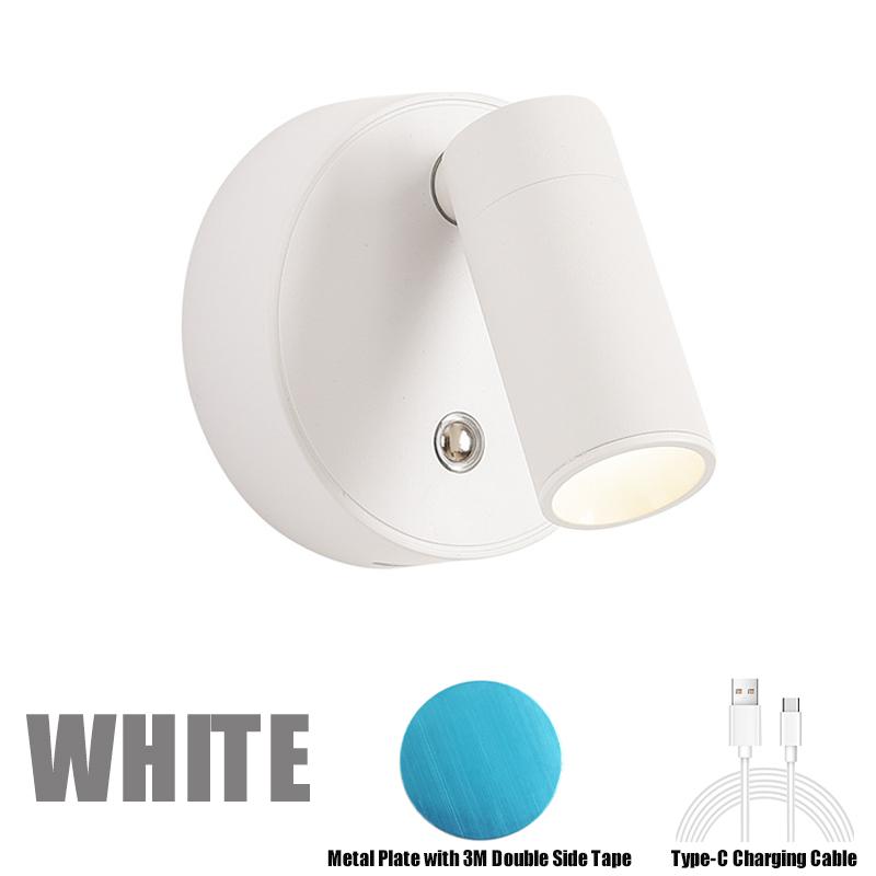 LED Wall Lamp USB Rechargeable 2000mAh Dimmable Spot Light Wireless Magnetic Night Light Alloy Bedside Photo Wall Painting Light